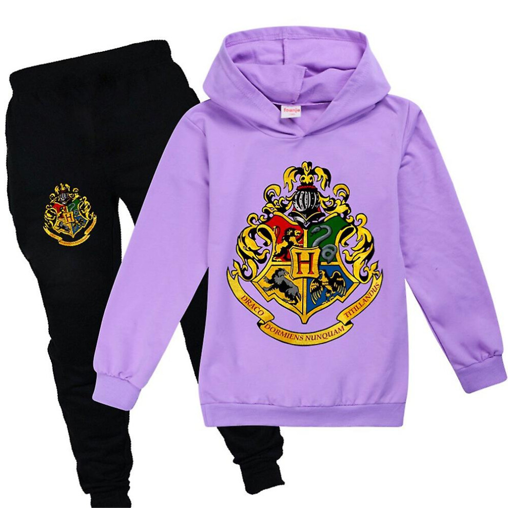(Purple, 13-14 Years) Kids Harry Potter Tracksuit Set Hoodie Sweatshirt Tops Jogging Pants Bottoms Boys Girls Casual Outfits