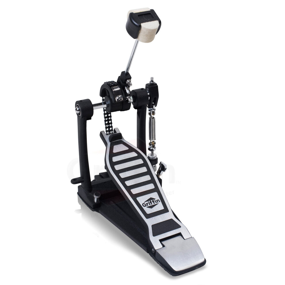 Single Kick Bass Drum Pedal by GRIFFIN | Deluxe Double Chain Foot Perc