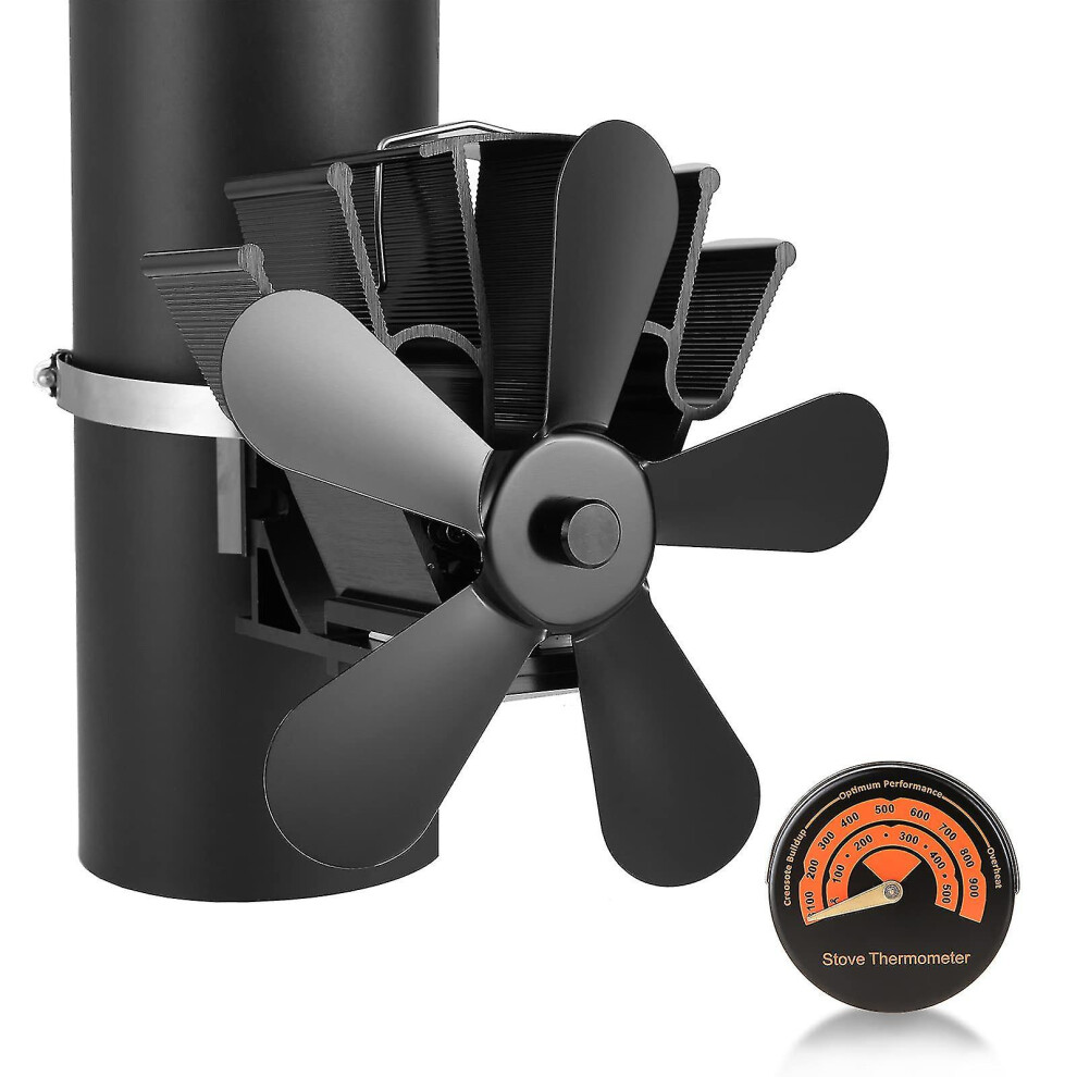 5 Blades Stove Fan Heat Powered Fireplace Fan Hanging On Chimney Pipe For Wood Log Burner Fireplace Slient Efficiently Heat Distribution Eco-friendly