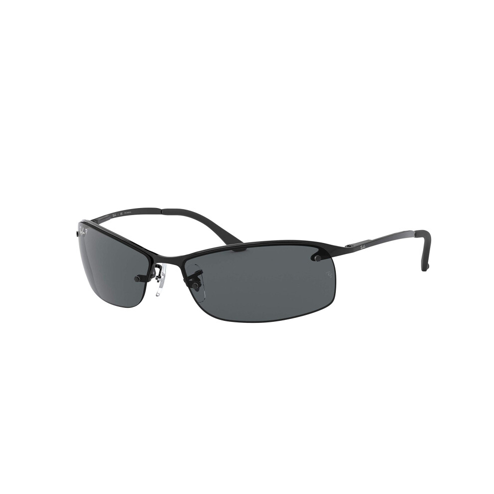 Ray-Ban Men's RB3183 Rectangular Sunglasses  Black/Polarized Grey  63