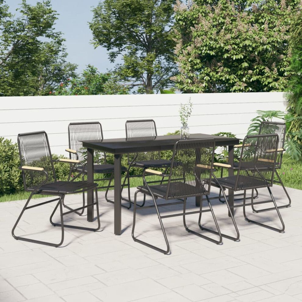 Vidaxl Black Piece Patio Dining Set Pvc Rattan Size 7