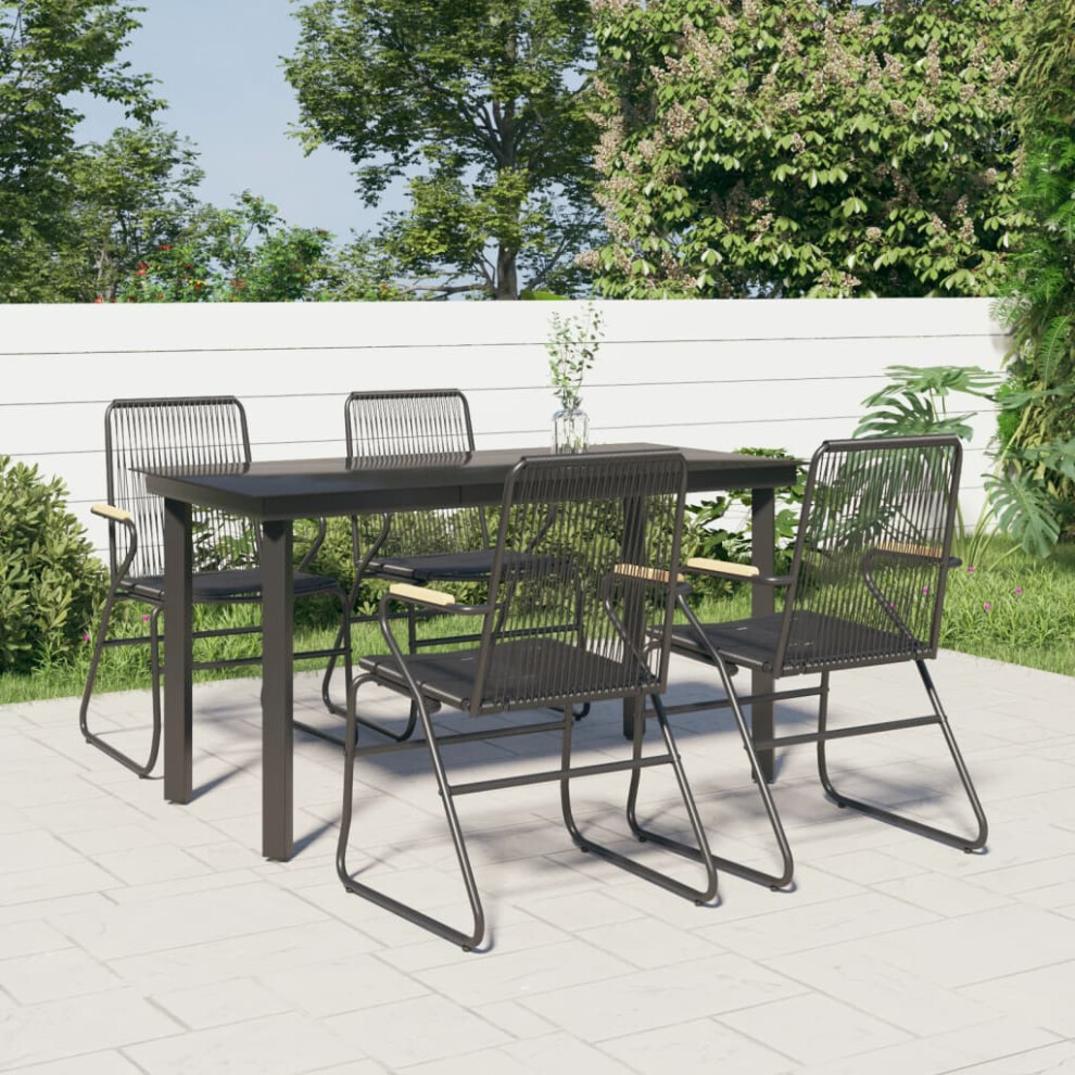 Vidaxl Black Piece Patio Dining Set Pvc Rattan Size 5