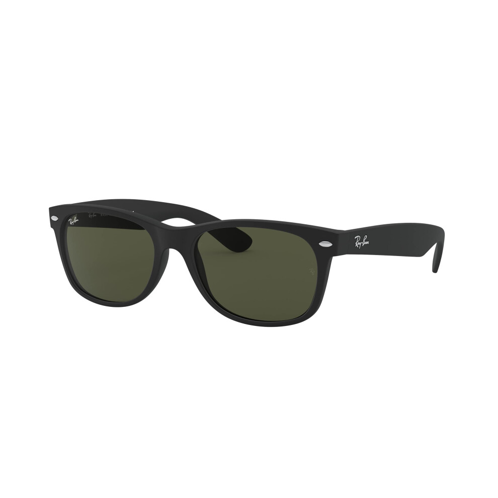 Ray-Ban RB2132 New Wayfarer Square Sunglasses  Rubber Black/G-15 Green