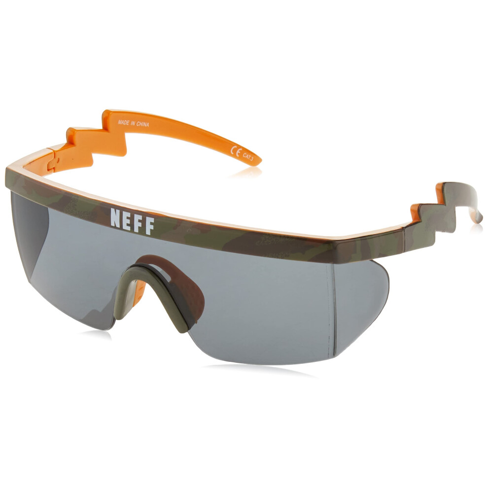 NEFF Men's Brodie Wrap Around Sport Sunglasses Rectangular  Camo  One