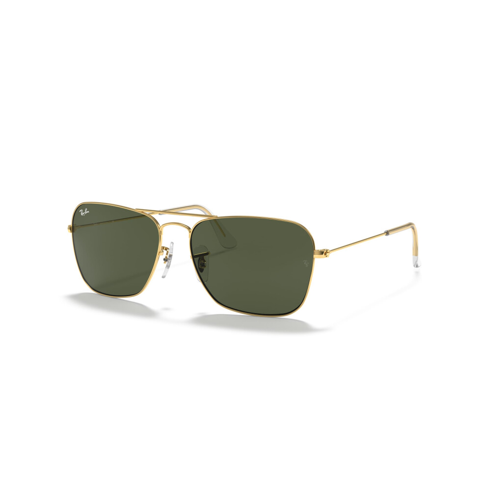 Ray-Ban RB3136 Caravan Square Sunglasses  Gold/G-15 Green  58 mm