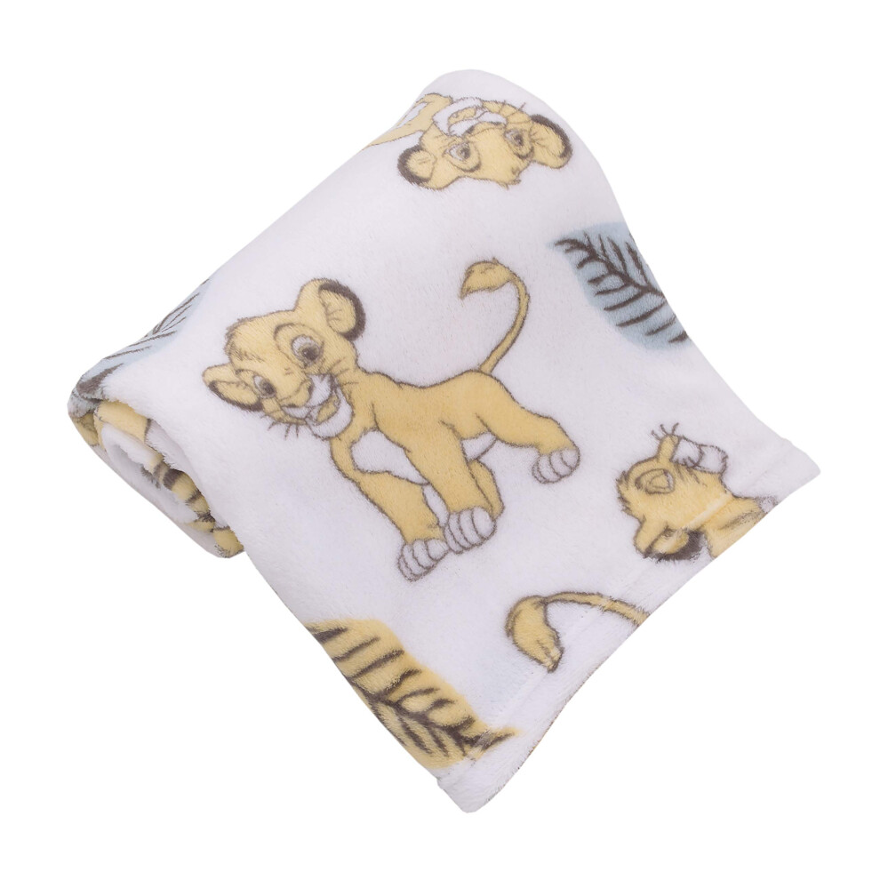 Disney Lion King Super Soft White  Yellow  Green Simba Leaves French F