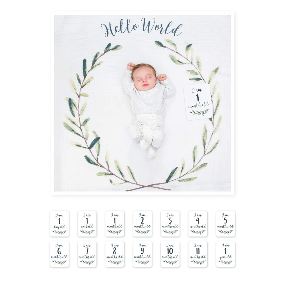 Babys First Year Milestone Blanket And Card Set | 40In X 40In ( Lulujo