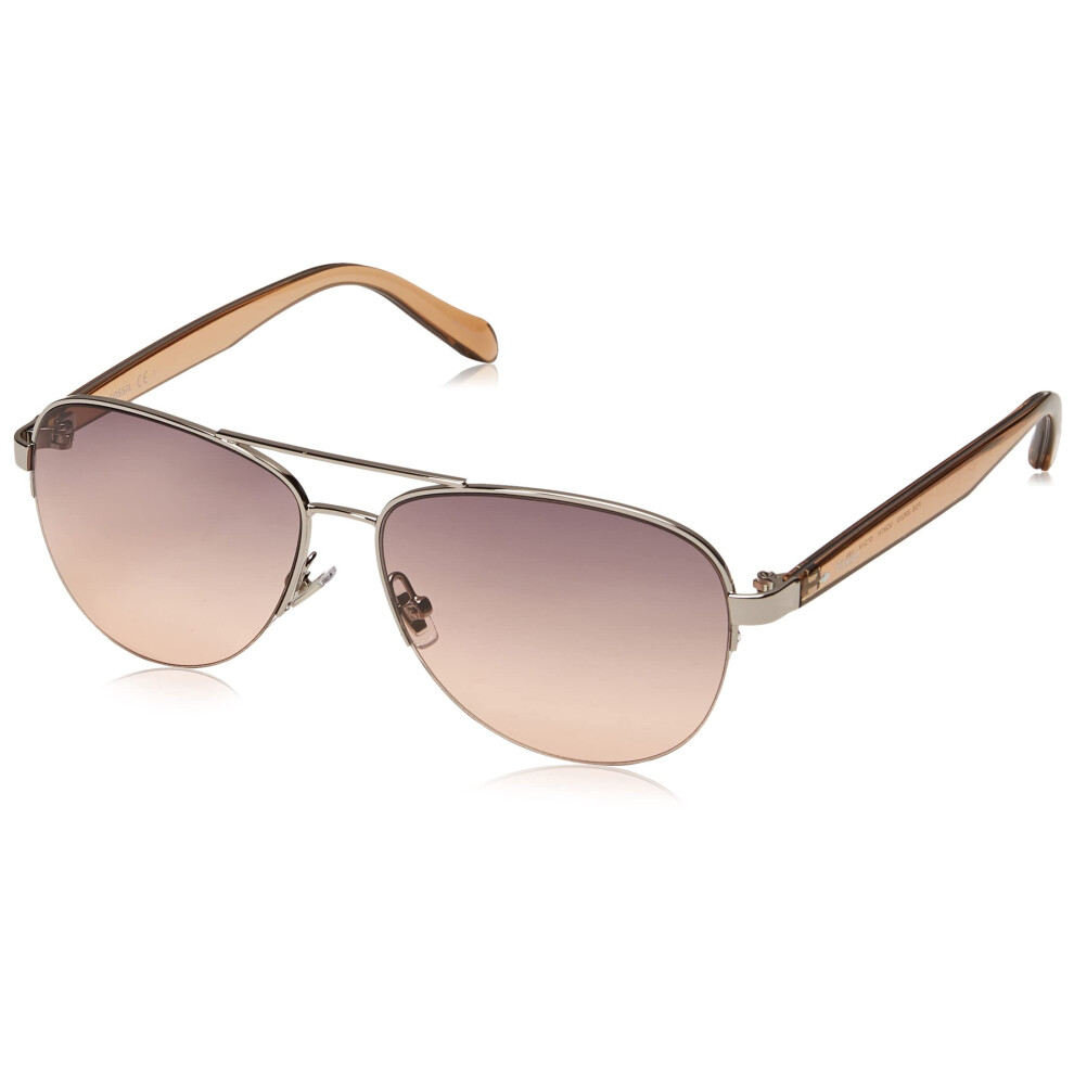 Fossil Women's FOS3062s Aviator Sunglasses  Ruthenium Nude  57 mm