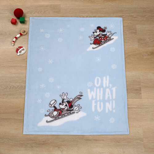 Disney Disney Mickey e Minnie Mouse Blu, Bianco e Rosso Coperta Morbida per Bambini 1