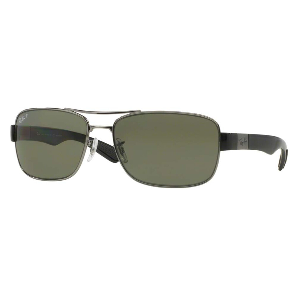 Ray-Ban RB3522 004/9A 64M Gunmetal/Green Polarized Sunglasses For Men+