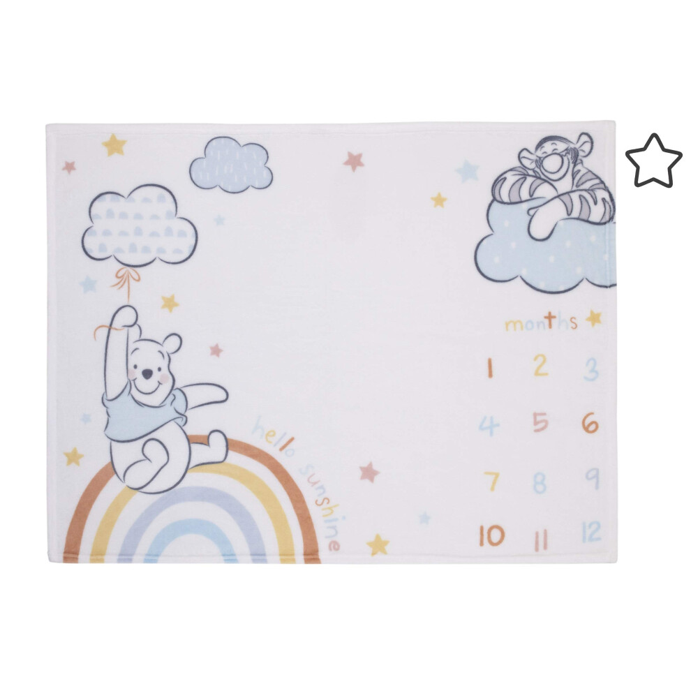 Disney Winnie The Pooh Multi Rainbow & White Super Soft Milestone Baby