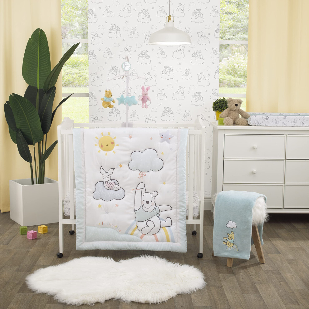 Disney Winnie The Pooh Hello Sunshine White and Aqua Piglet  Rainbow