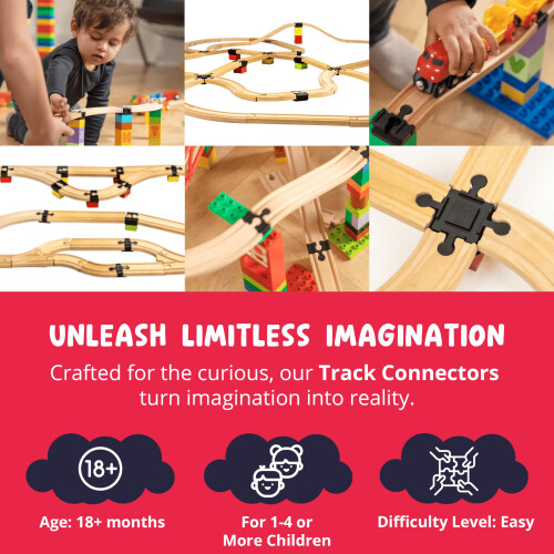 Connecteurs de piste de train - TOY2 - Builder Set Small - 12 pièces - Noir - Enfant 2