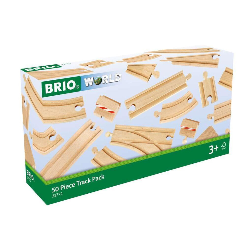 BRIO 33772 Special Track Pack - 50 Piece Set of Wooden Railway Tracks