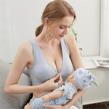 (M, BLUE) Mimigo Pack Of 3 Womens Sleeping Nursing Bra Wirefree Breastfeeding Maternity Bralettefront Button Closure Comfort Wireless Cotton Bras Nursing Bras