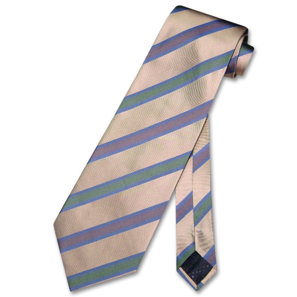 Antonio Ricci 100% SILK NeckTie Taupe Brown Green Stripes Design Men's