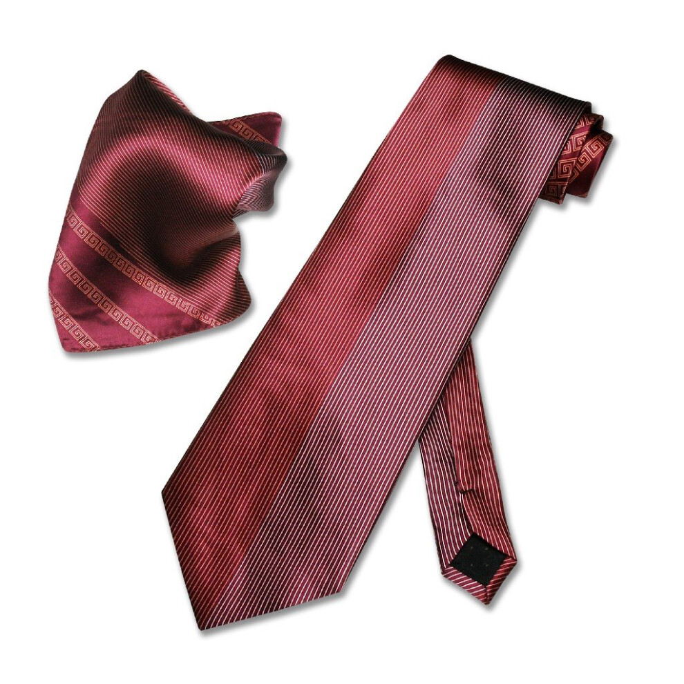 Antonio Ricci 100% SILK Red & White Design NeckTie Handkerchief Matchi