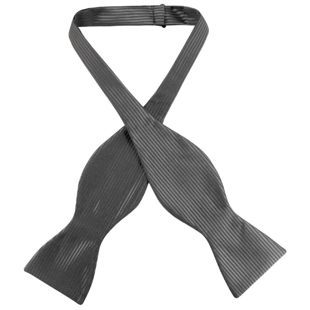 Antonio Ricci SELF TIE Bow Tie Solid CHARCOAL GREY Color Ribbed Men's