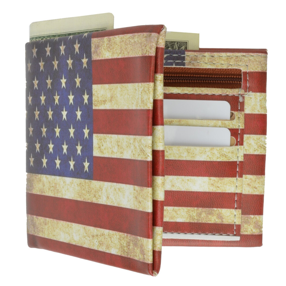 Classic USA Flag Print Wallet Men's Billfold Wallet By Marshal