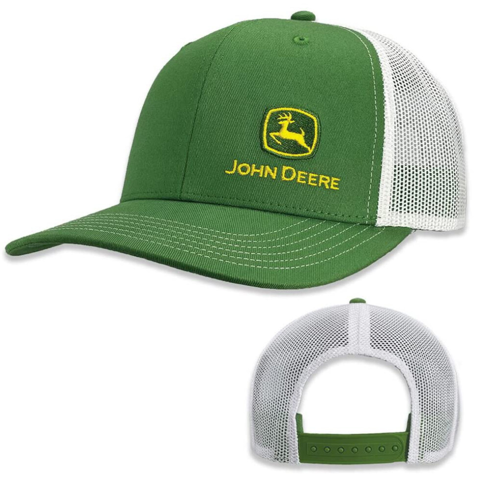 John Deere Green White Mesh Moline 112 Fit Cap Embroidered Side Logo H