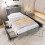 (90x190cm) Upholstered Bed with 4 Drawers and Lamp 1