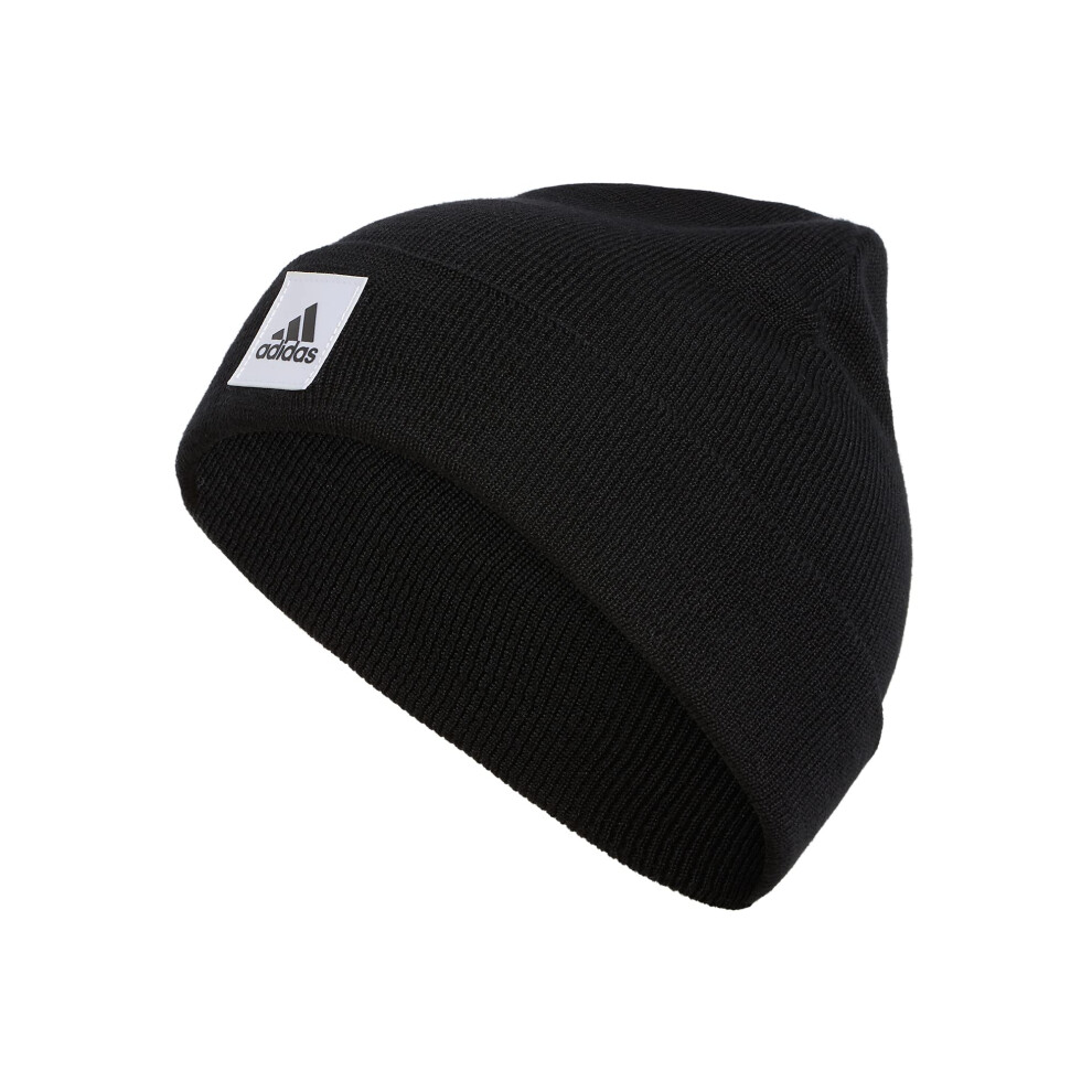 adidas Women's 1x1 Cuff Fold Beanie  Black/White  One Size