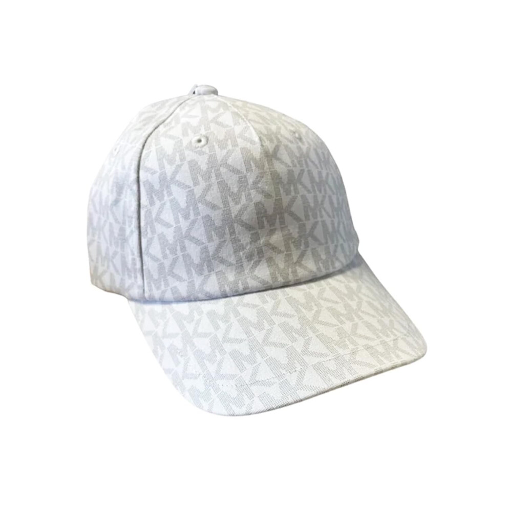 Michael Kors MK Logo Signature Hat White MK Gray Logo Print Stretch Co