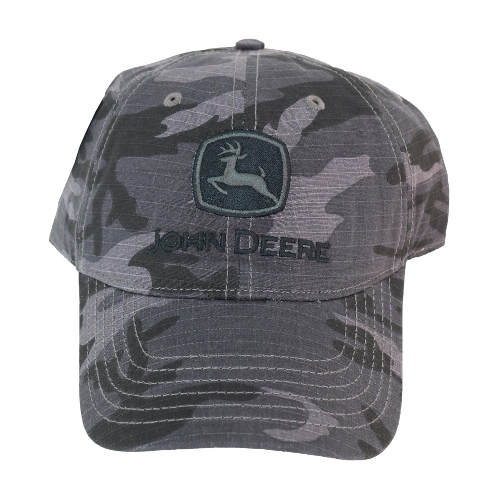 John Deere Mens Storm Camo Print Logo Hat Baseball Cap Gray