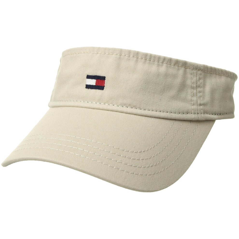 Tommy Hilfiger Men's Essential Flag Visor Baseball Cap  Stone  One Siz