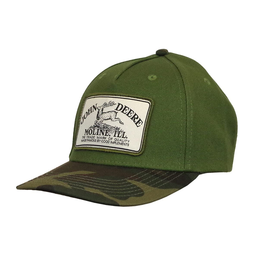 John Deere Twill Crown Camo Bill-Olive-Os