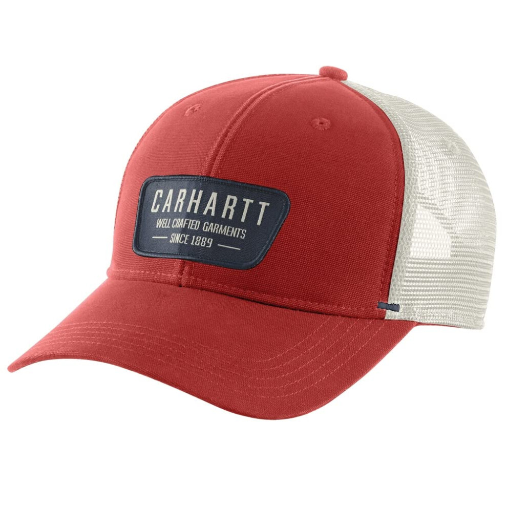 Carhartt Men's Canvas Mesh-Back Crafted Patch Cap  Chili Pepper  OFA