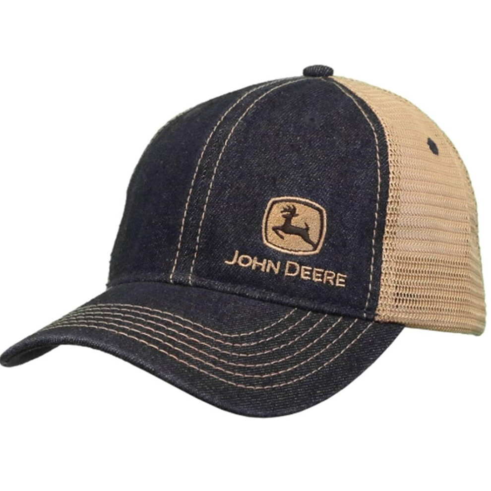 John Deere 6 Panel Cap Denim & Mesh  Unstruct-Khaki-Os