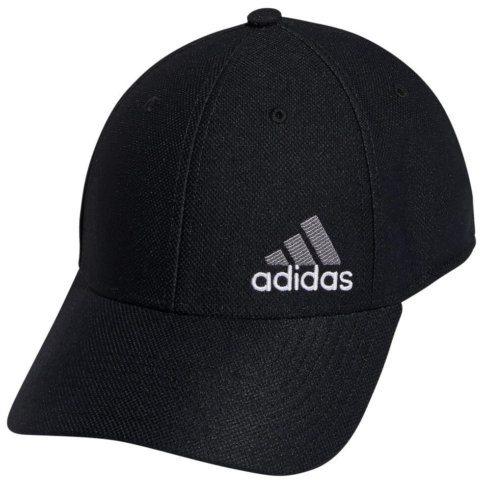 adidas Men's Release 3 Structured Stretch Fit Cap  Black/White/Grey  L