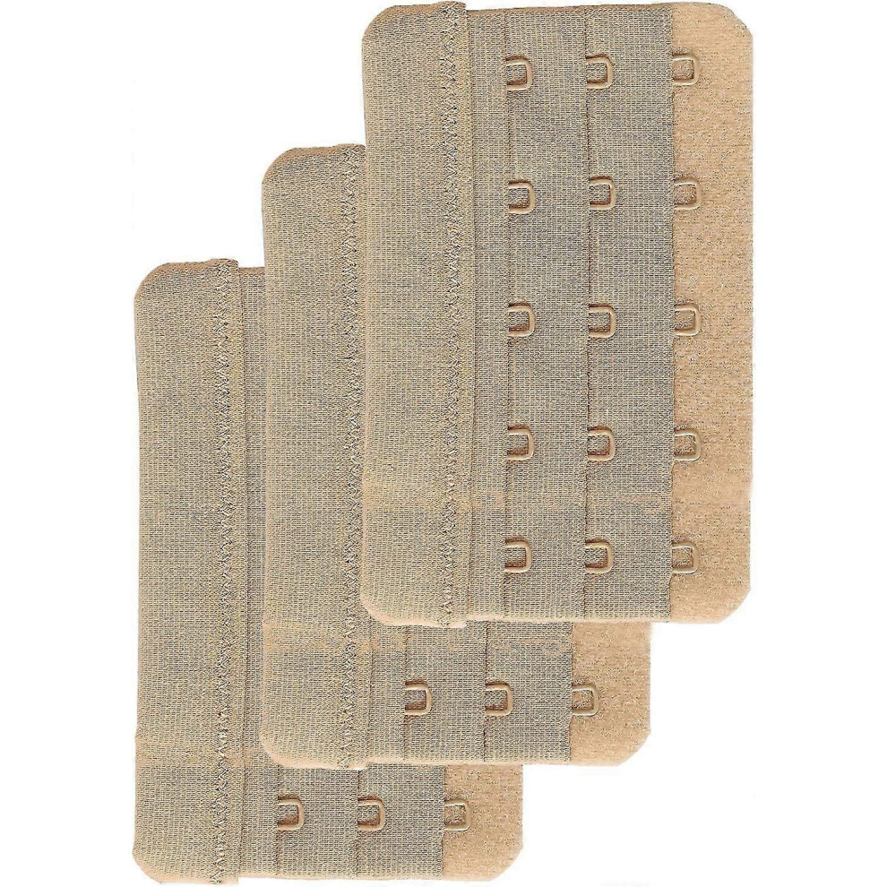 (Skin Color) Women's Bra Extender 5 Hook Plus Size Bra Strap Extenders 3pcs-Pack