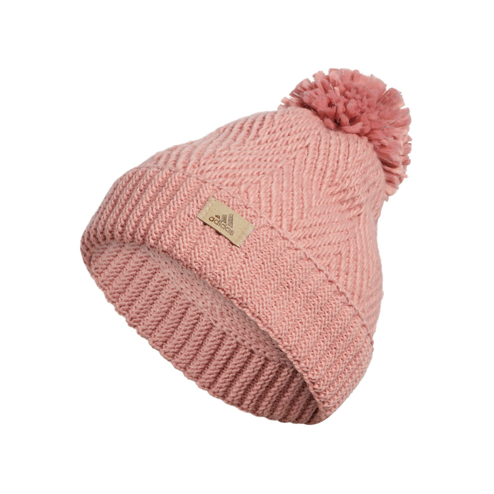 adidas Women's Twilight Ballie Pom Beanie  Wonder Mauve Pink/Clear Gre