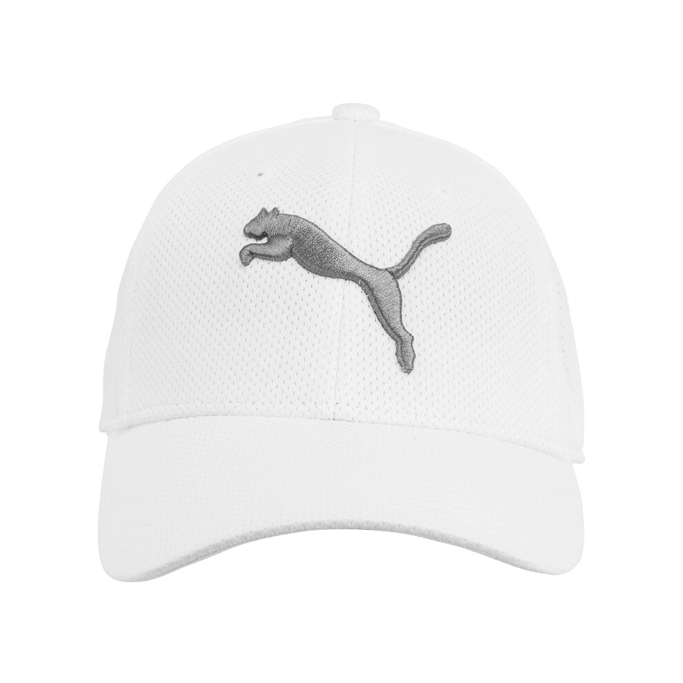 PUMA unisex adult Evercat Mesh Stretch Fit Baseball Cap  White  Large-