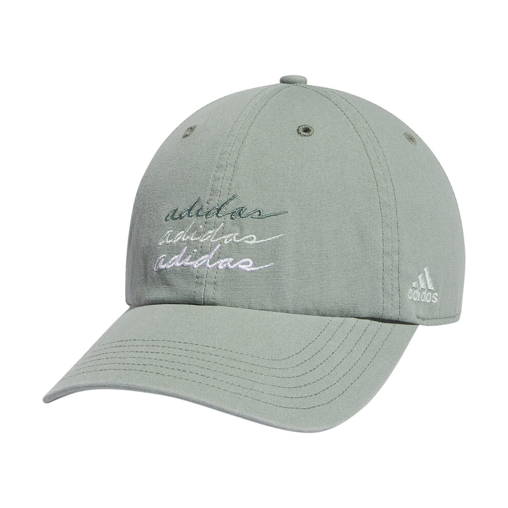 adidas Women's Saturday Relaxed Fit Adjustable Hat  Silver Green/White