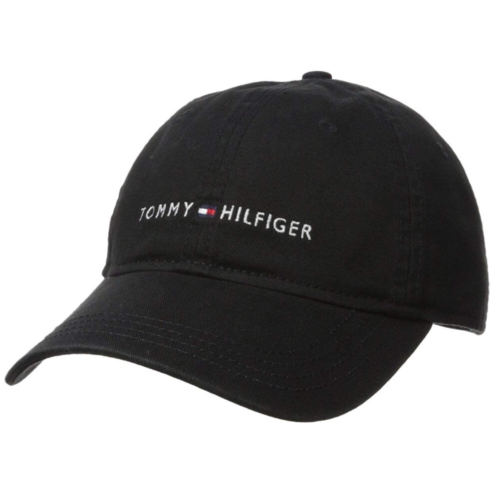 Tommy Hilfiger Men's Logo Dad Baseball Cap  Tommy Black  One Size