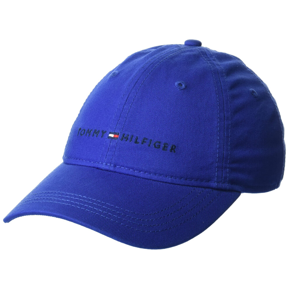 Tommy Hilfiger Men's Cotton Logo Adjustable Baseball Cap  Waterloo Blu