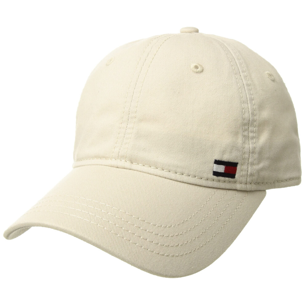 Tommy Hilfiger Men's Dad Hat Billy Corner Flag Cap  Stone  O/S