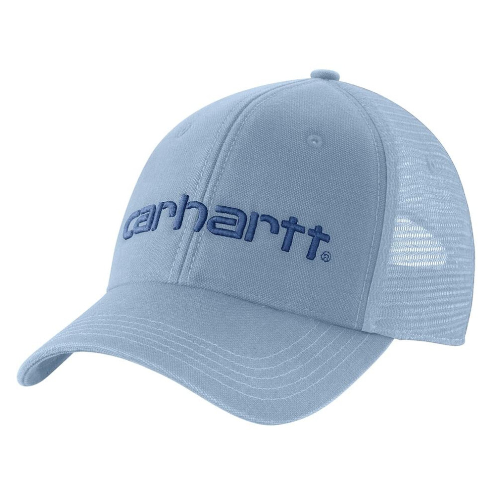 Carhartt Men's Canvas Mesh-Back Logo Graphic Cap  Alpine Blue  OS