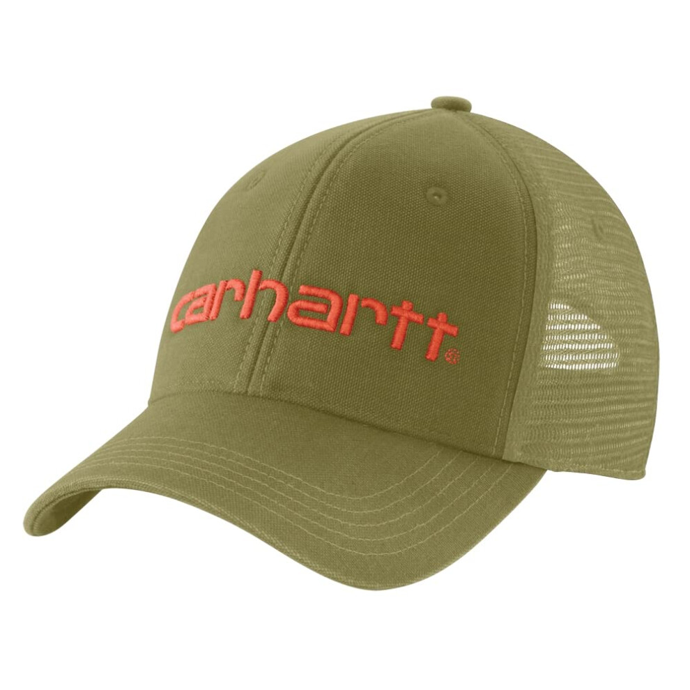 Carhartt Men's Canvas Mesh-Back Logo Graphic Cap  True Olive  OS