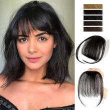 Clip In Bangs For Women 100% Human Hair Extensions Wispy Bangs Fringe With Temples Hairpieces Air Bangs Flat Bangs Clip Curved Bangs For Daily Wear (n