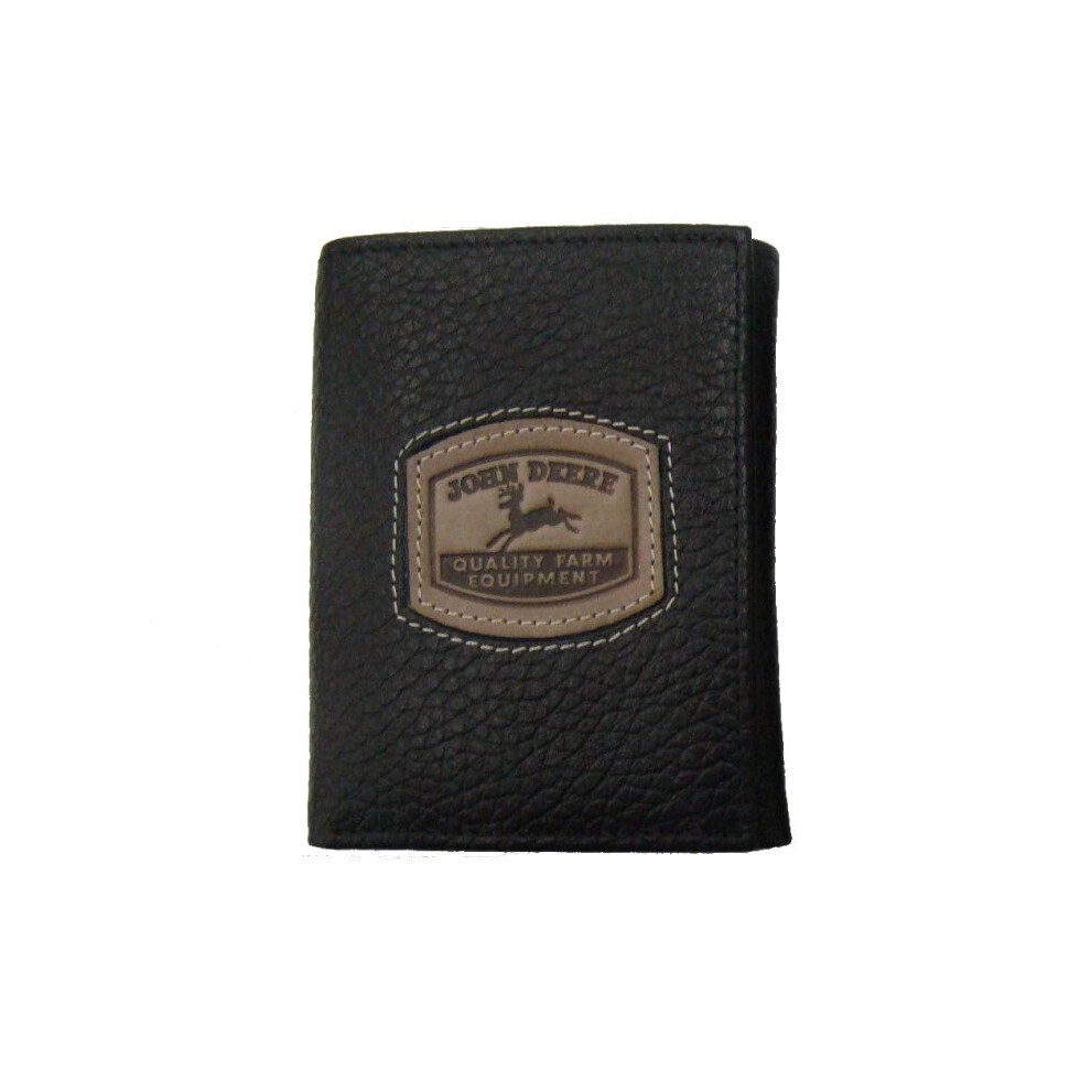 John Deere Men's Historical Logo Trifold Wallet  Black  One Size