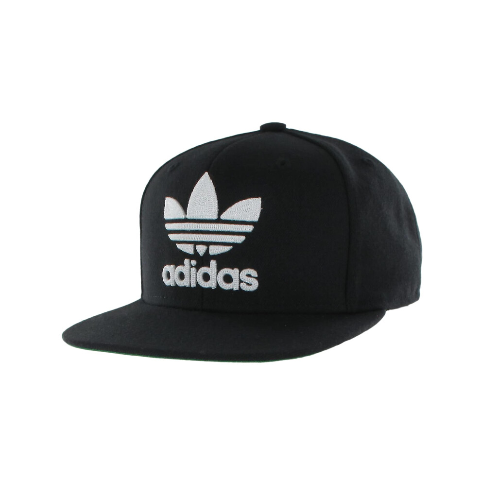 adidas Originals Men's Trefoil Chain Flatbrim Snapback Cap  Black/Whit