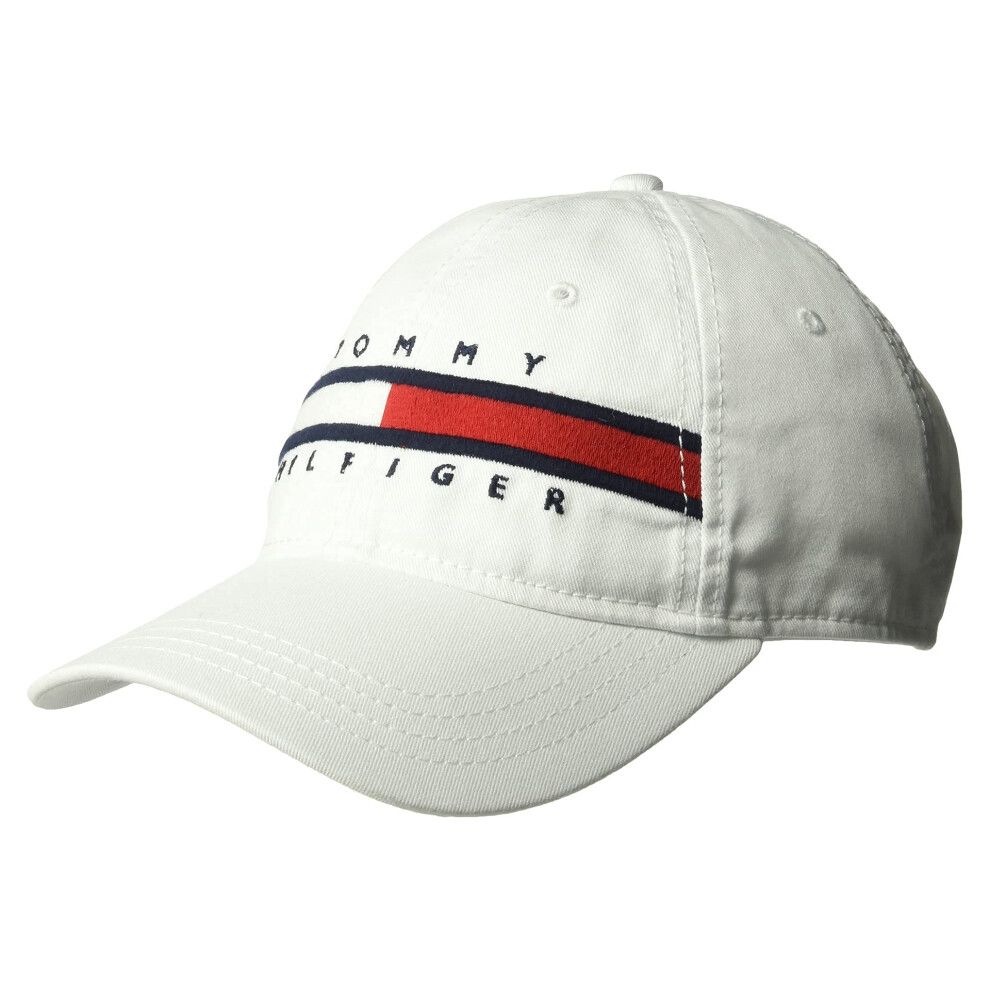 Tommy Hilfiger Men's Dad Hat Avery  Classic White  O/S Pack of 1