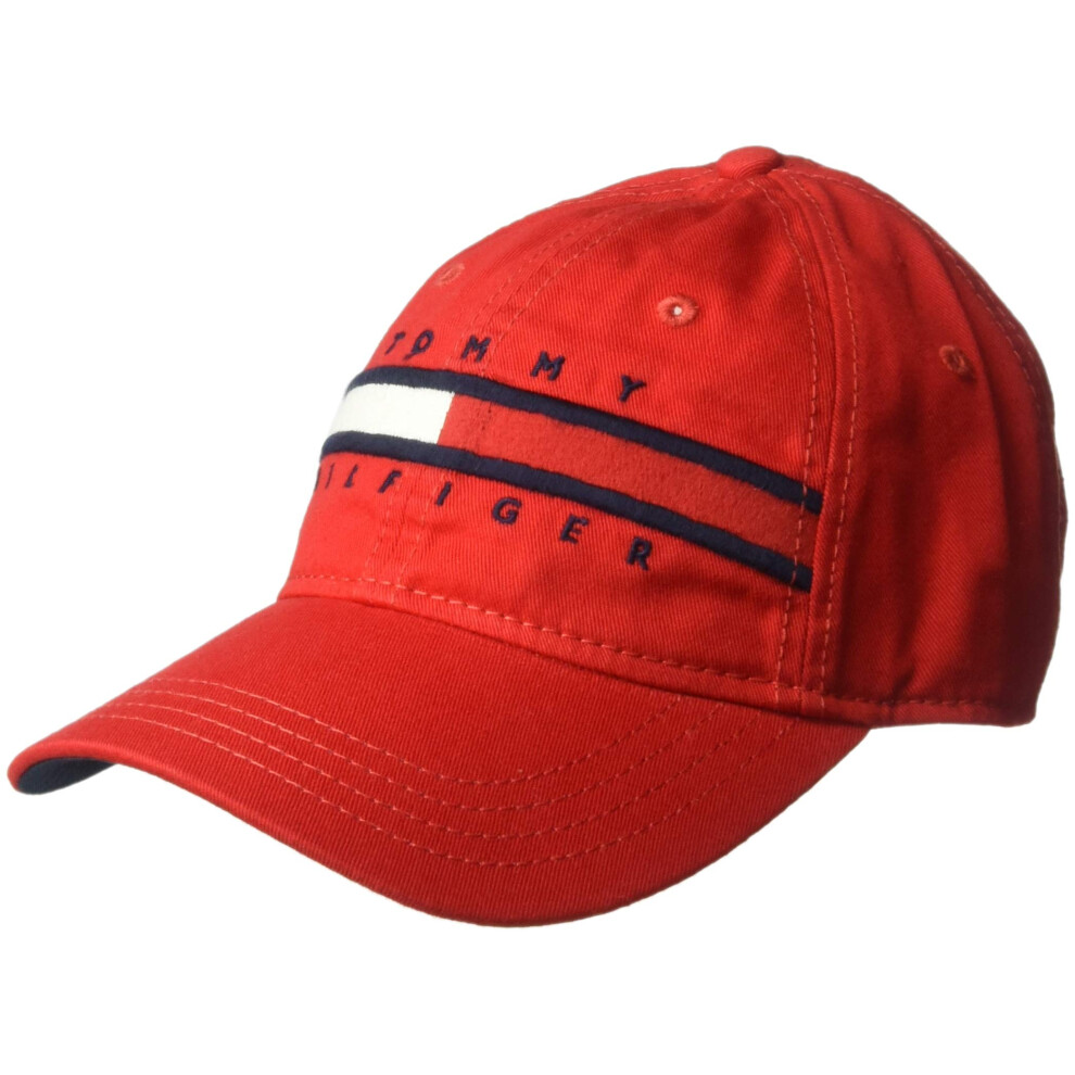 Tommy Hilfiger Men's Dad Hat Avery  Racing Red  O/S