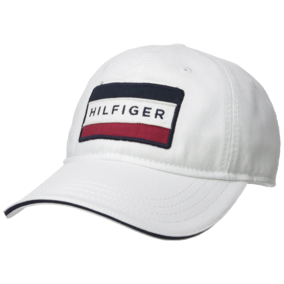 Tommy Hilfiger Men's Cole Dad Hat Baseball Cap  Classic White  One Siz