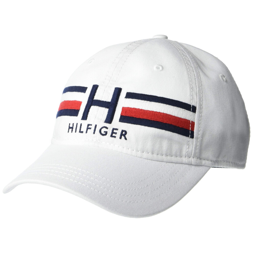 Tommy Hilfiger Men's Cotton Ira Adjustable Baseball Cap  Classic White