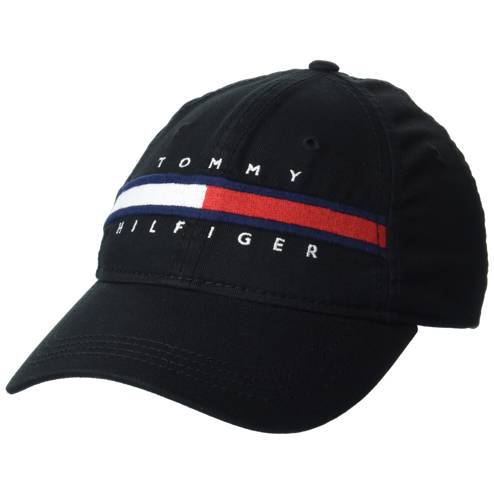 Tommy Hilfiger Men's Cotton Avery Adjustable Baseball Cap  Tommy Black